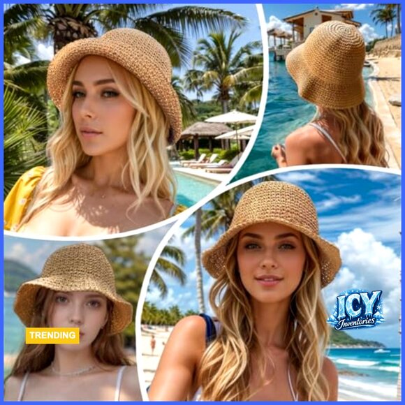 Floppy Wide Brim Straw Sun Hat Foldable Packable for Women Travel Beach main image 7